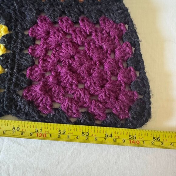 Handmade Multicolor Crochet Granny Square Blanket Throw 56" X 69" Black Border - Picture 6 of 14